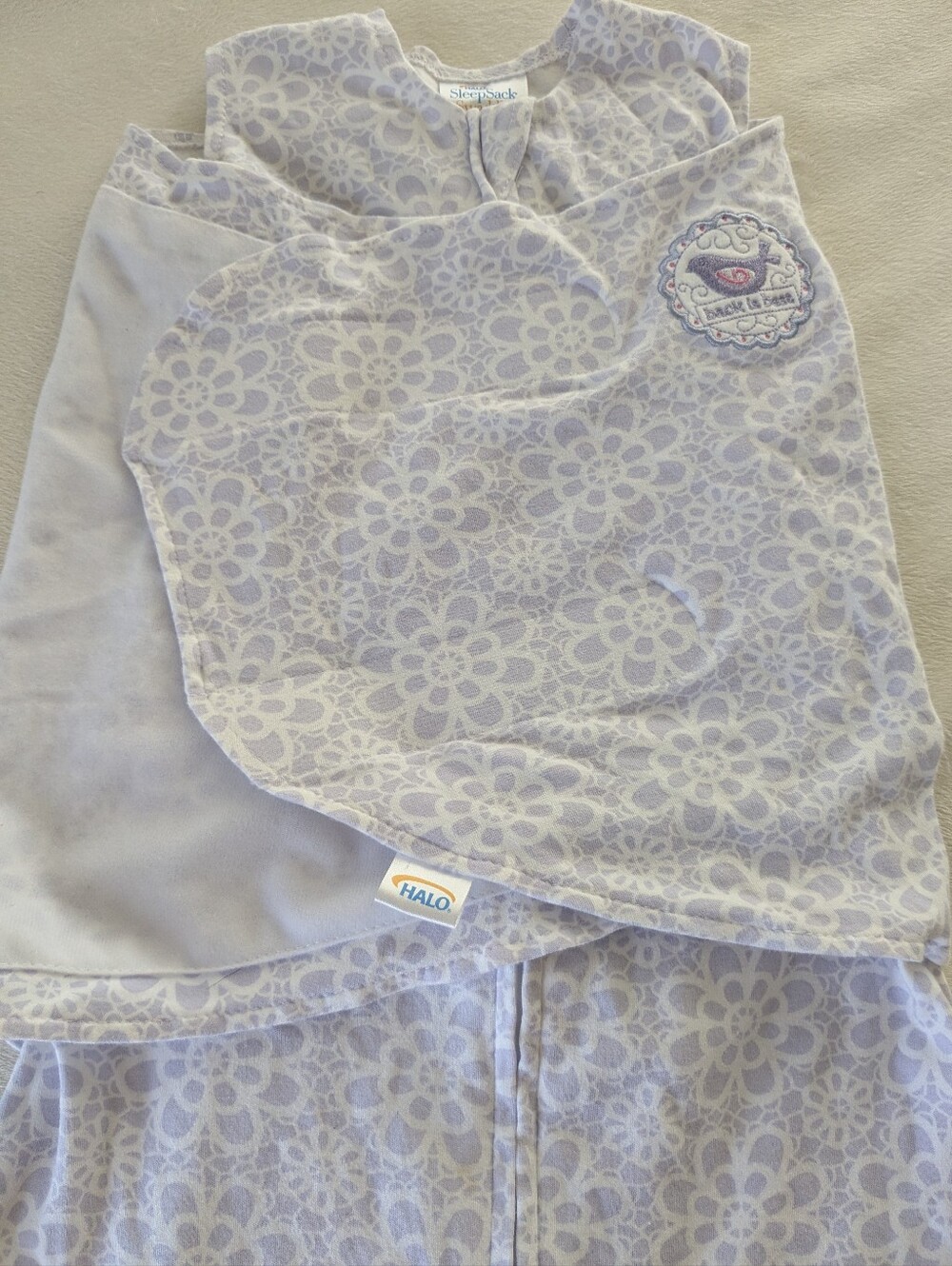 Small Halo SleepSack Swaddle - Light Purple Floral - Picture 8 of 10